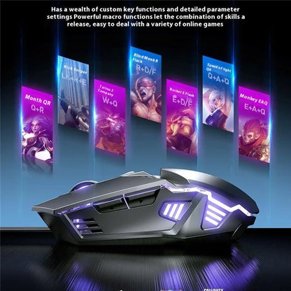 INPHIC PW2 USB Wired Gaming Mouse Colorful Light Macro Programming Computer Laptop Mice