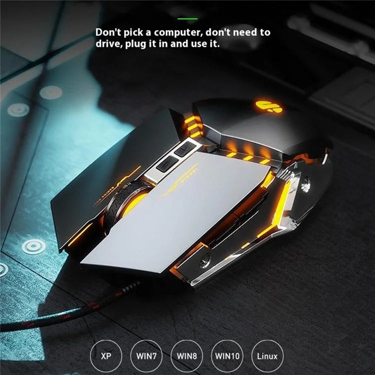 INPHIC PW2 USB Wired Gaming Mouse Colorful Light Macro Programming Computer Laptop Mice
