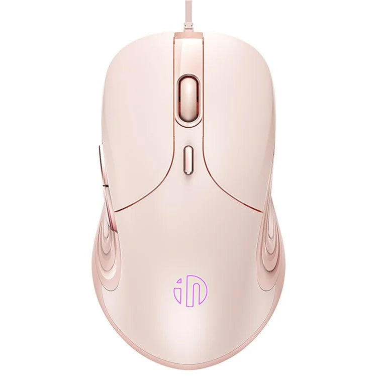 INPHIC B8 USB Wired Mouse for Girls Women 7200DPI 6 Key Mute Gaming Mouse for Laptop PC - Pink