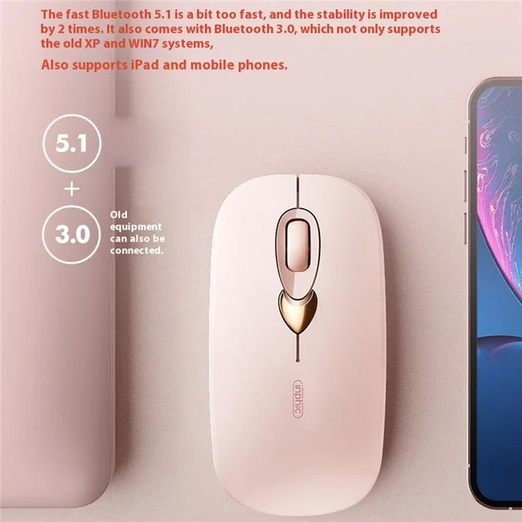 INPHIC Q8 Wireless Bluetooth Mouse for Women 1600DPI Rechargeable Mute Mouse for Laptop PC