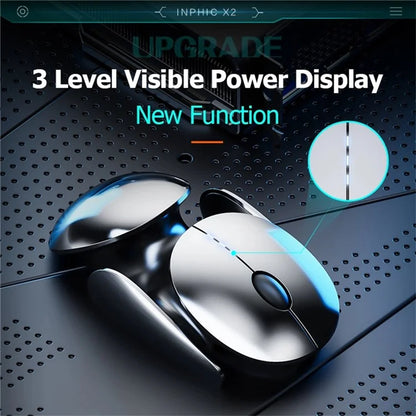 INPHIC X2 3 Modes Mouse Wireless Bluetooth 4.0  /  5.0 Mouse 2400DPI Rechargeable Mice with Light for Laptop
