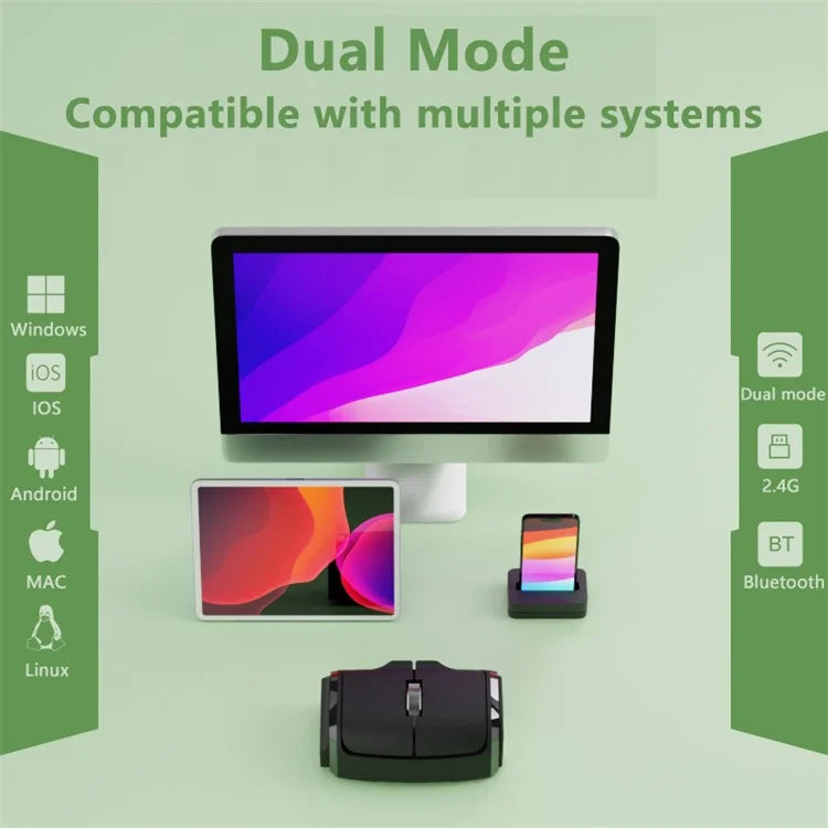Dual Mode Bluetooth+2.4G Finger Mouse 1000DPI Wireless Mini Mouse with Finger Ring