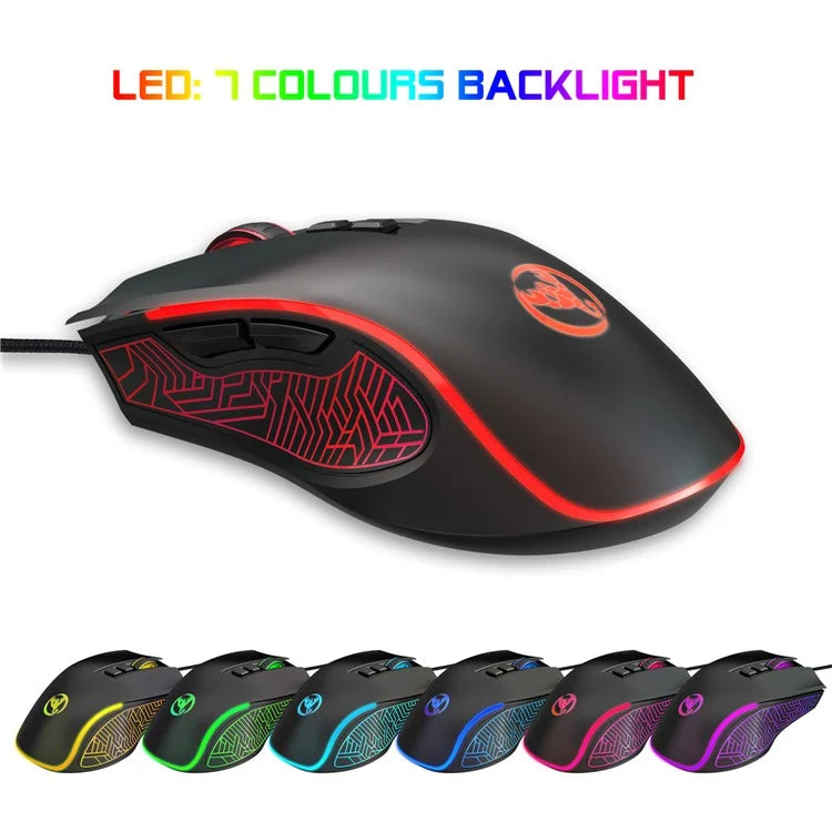 HXSJ X100 USB Wired Gaming Mouse 3600DPI Colorful Light Computer Laptop Mice