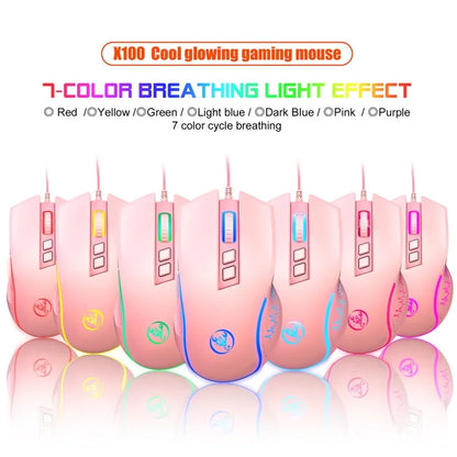 HXSJ X100 USB Wired Gaming Mouse 3600DPI Colorful Light Computer Laptop Mice