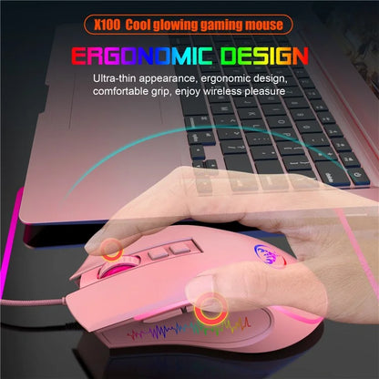 HXSJ X100 USB Wired Gaming Mouse 3600DPI Colorful Light Computer Laptop Mice