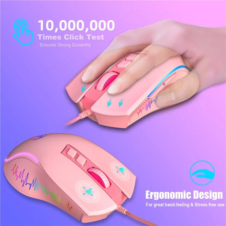 HXSJ X100 USB Wired Gaming Mouse 3600DPI Colorful Light Computer Laptop Mice