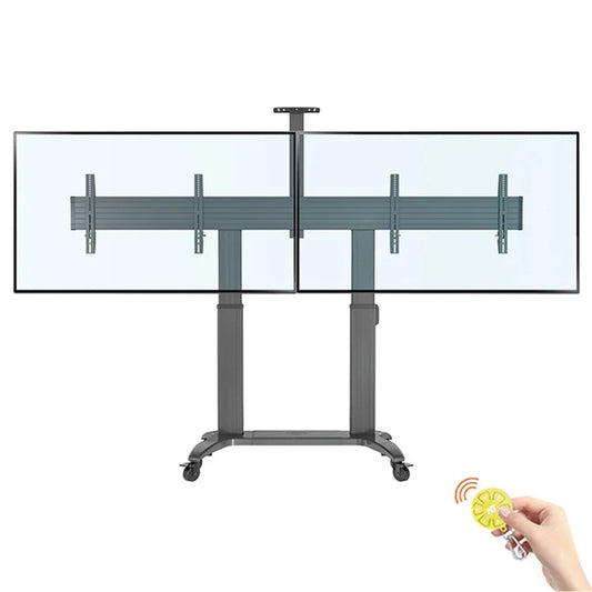 NORTH BAYOU T75-2A For 55-75 Inch Dual Screen Remote Control Electric Lift TV Mount Cart
