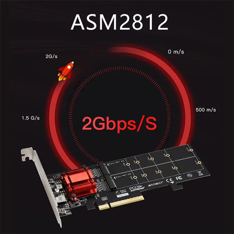 TXB122 ASM18 12 Adapter Heat Sink M.2 NVME SSD Expansion Card to PCI-E 3.0 X8 Adapter Card