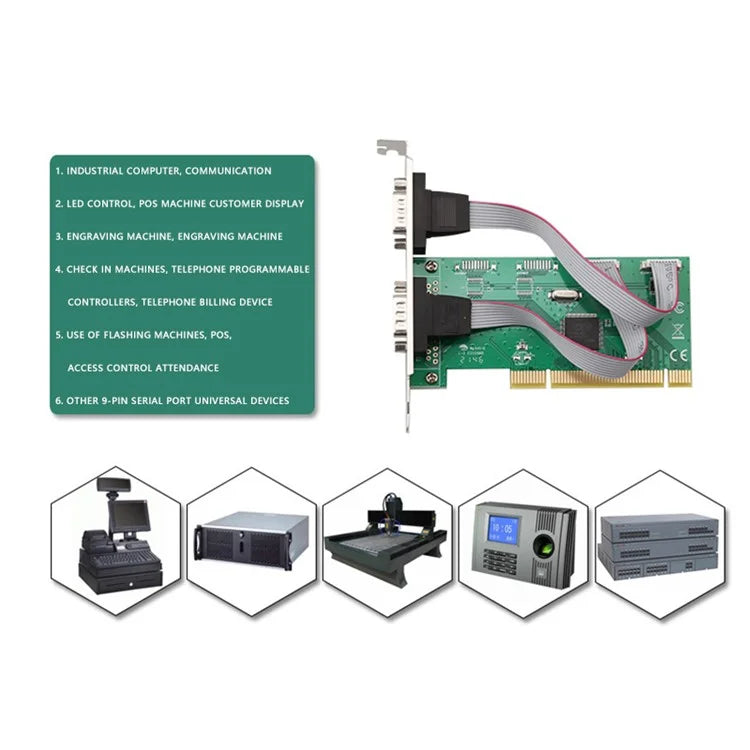 TXB147 9-pin Printer Interface PCI Serial Port Expansion Card PCI TX382A-2S Adapter Card