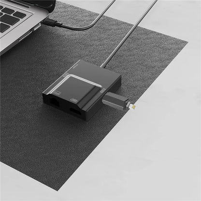 NK-3057HDMI USB-C Hub Adapter to 2xUSB 3.0+HD+Type-C+RJ45 Converter for Laptop