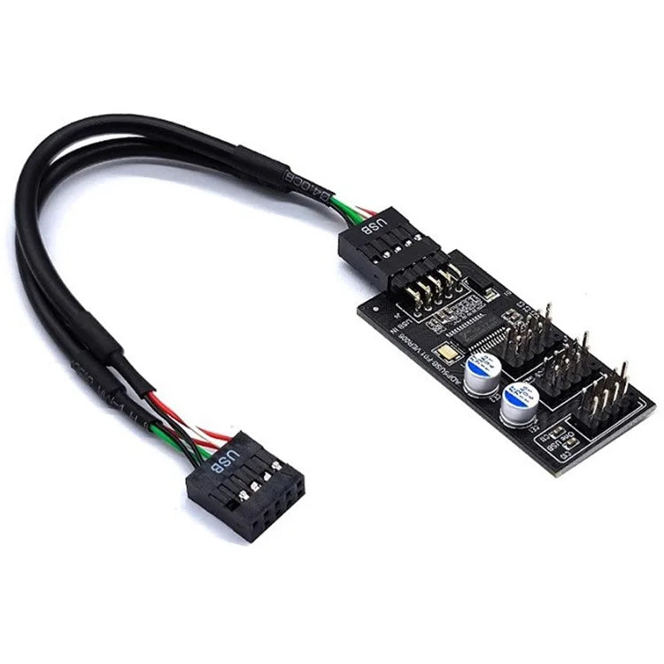 YNS-02 Motherboard USB 2.0 9-pin to 3x 9-pin Adapter Extension Cable Card