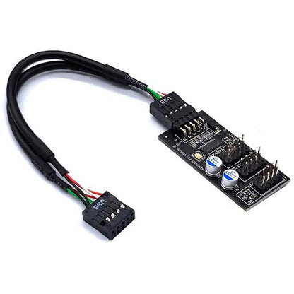 YNS-02 Motherboard USB 2.0 9-pin to 3x 9-pin Adapter Extension Cable Card