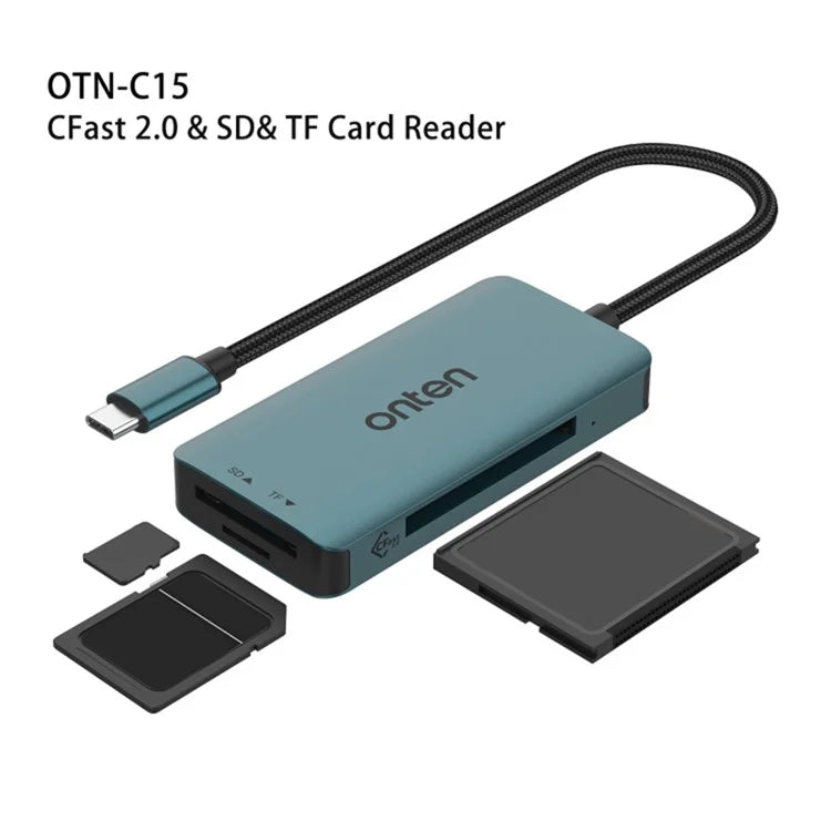 ONTEN C15 Type-C Card Reader Data Reading Converter Plug and Play for SD+Cfast+TF Cards