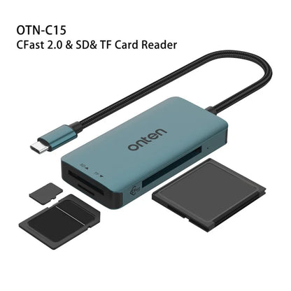 ONTEN C15 Type-C Card Reader Data Reading Converter Plug and Play for SD+Cfast+TF Cards