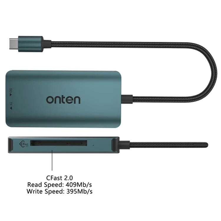 ONTEN C15 Type-C Card Reader Data Reading Converter Plug and Play for SD+Cfast+TF Cards