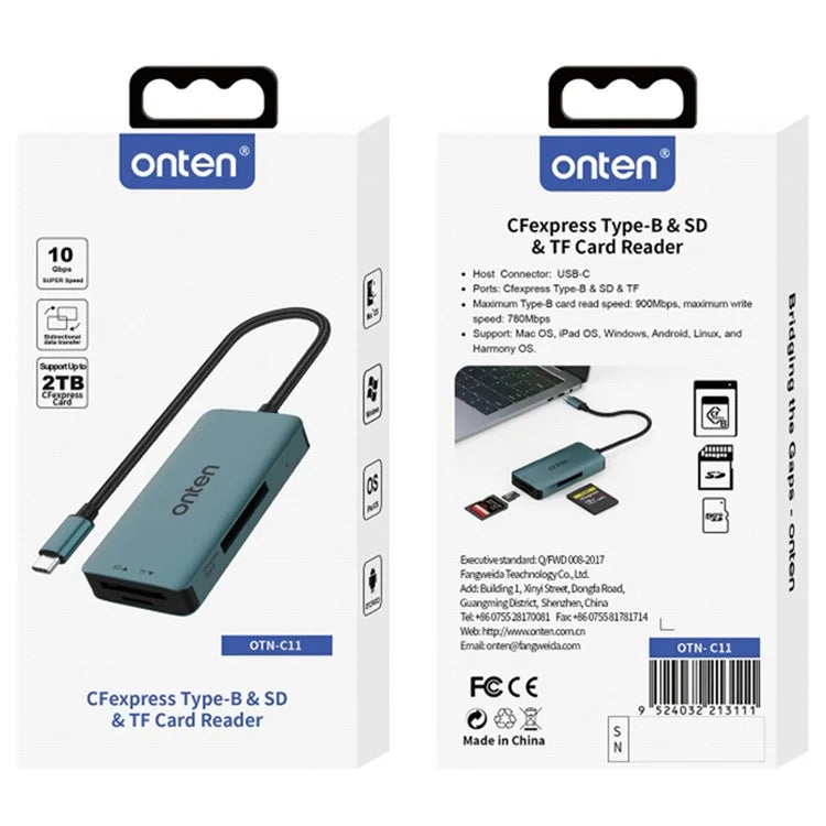 ONTEN C11 Type-C Card Reader Data Reading for SD+Cfepress Type-B+TF Cards