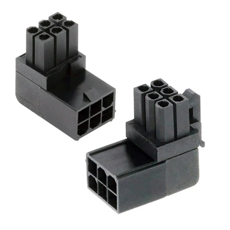 PW-021 2Pcs / Set ATX 6Pin Male to Female 90 Degree Up Down Angled Power Header Adapter for GPU Graphics Card