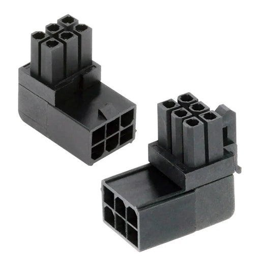 PW-021 2Pcs / Set ATX 6Pin Male to Female 90 Degree Up Down Angled Power Header Adapter for GPU Graphics Card