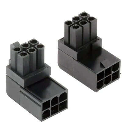 PW-021 2Pcs / Set ATX 6Pin Male to Female 90 Degree Up Down Angled Power Header Adapter for GPU Graphics Card