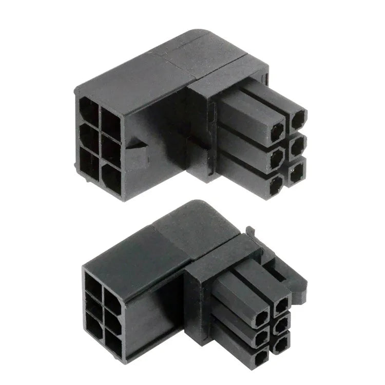PW-021 2Pcs / Set ATX 6Pin Male to Female 90 Degree Up Down Angled Power Header Adapter for GPU Graphics Card