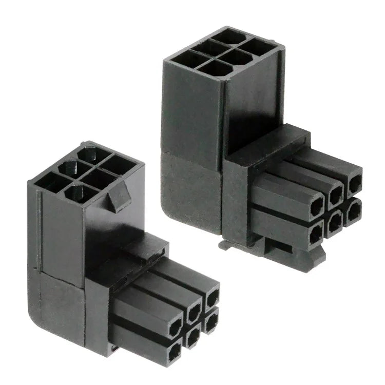PW-021 2Pcs / Set ATX 6Pin Male to Female 90 Degree Up Down Angled Power Header Adapter for GPU Graphics Card