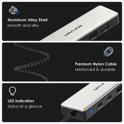 WAVLINK UH30420 Aluminum Alloy USB Hub 4-Port 10Gbps High Speed ??USB3.2 Gen2 Distributor