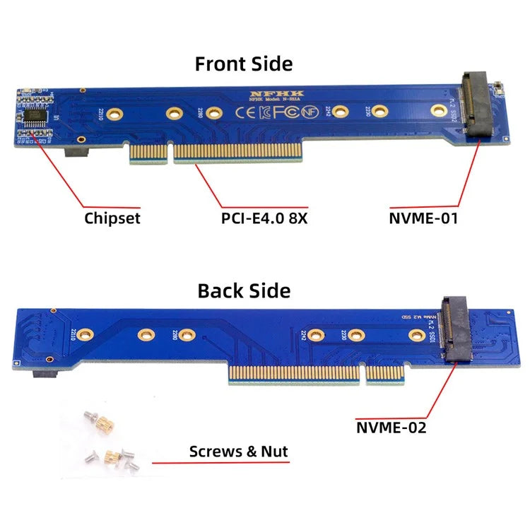 SA-012-LP Low Profile Dual 2x NVME M.2 SSD to PCIE Express Gen4 X8 X16 Raid Card VROC Raid0 Hyper Adapter
