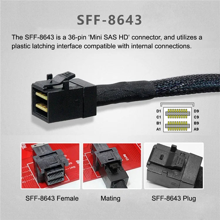 SFF-8643 PCI-E 4.0 Female to U.2 SFF-8639 U.3 NVME Pcie PCI-Express SSD Adapter for Mainboard