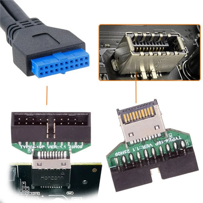 UC-141-TC004 Type-E IDC Socket USB 3.1 Front Panel Header to USB 3.0 20Pin Header Extension Adapter for Desktop Motherboard