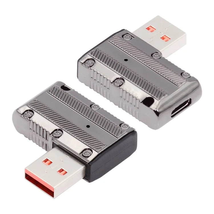 UC-029-TC002 USB 3.1 Type C Female to USB 3.0 Type-A Male 90 Degree Left Angled Flat Type 10Gbps Data 120W Power Adapter