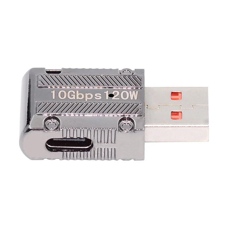UC-029-TC004 USB 3.1 Type C Female Left Angled to USB 3.0 Type-A Male Straight Type 10Gbps 120W Power Adapter