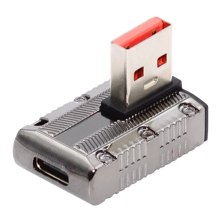 UC-029-TC006 USB 3.1 Type C Female to USB 3.0 Type-A Male 90 Degree Left Angled 10Gbps 120W Mini Power Adapter