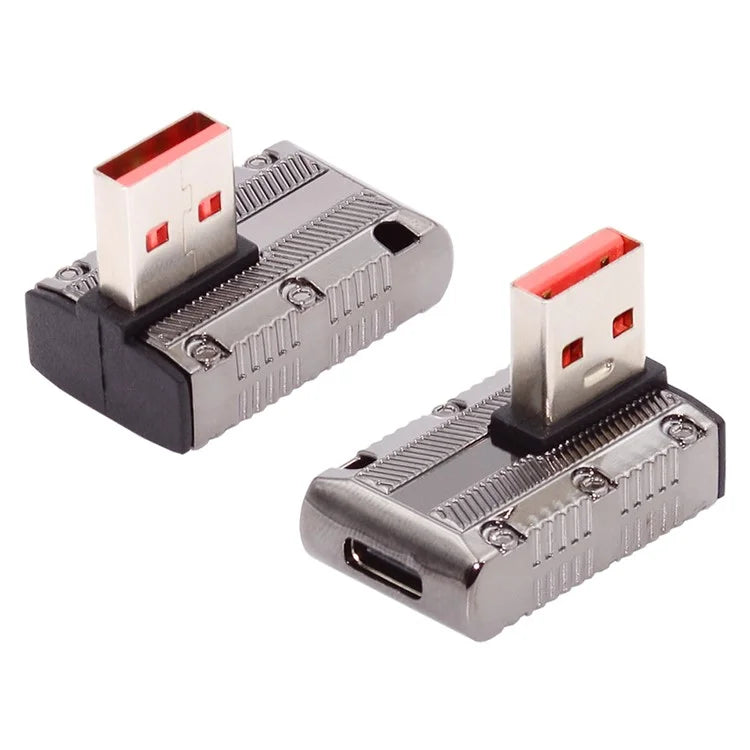 UC-029-TC006 USB 3.1 Type C Female to USB 3.0 Type-A Male 90 Degree Left Angled 10Gbps 120W Mini Power Adapter