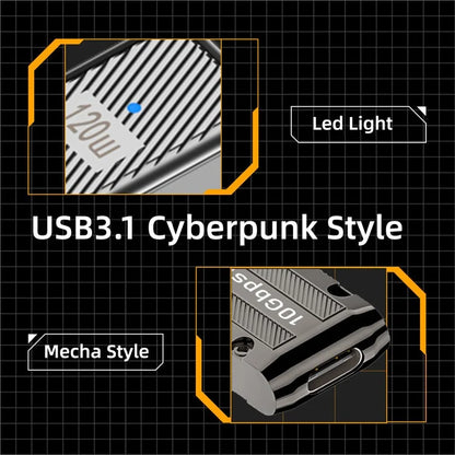 UC-029-TC006 USB 3.1 Type C Female to USB 3.0 Type-A Male 90 Degree Left Angled 10Gbps 120W Mini Power Adapter