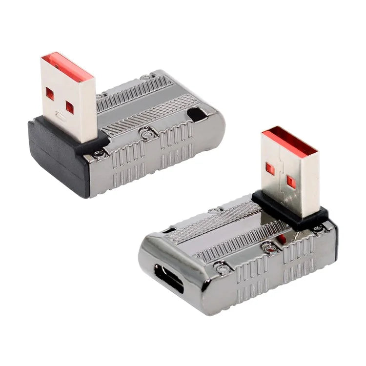 UC-029-TC007 USB 3.1 Type C Female to USB 3.0 Type-A Male 90 Degree Down Angled Type 10Gbps 120W Power Adapter