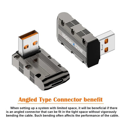 UC-029-TC007 USB 3.1 Type C Female to USB 3.0 Type-A Male 90 Degree Down Angled Type 10Gbps 120W Power Adapter