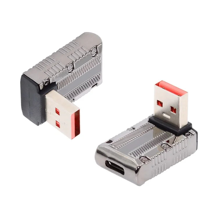 UC-029-TC008 USB 3.1 Type C Female to USB 3.0 Type-A Male 90 Degree Up Angled Type Power Adapter 10Gbps 120W Mini Converter