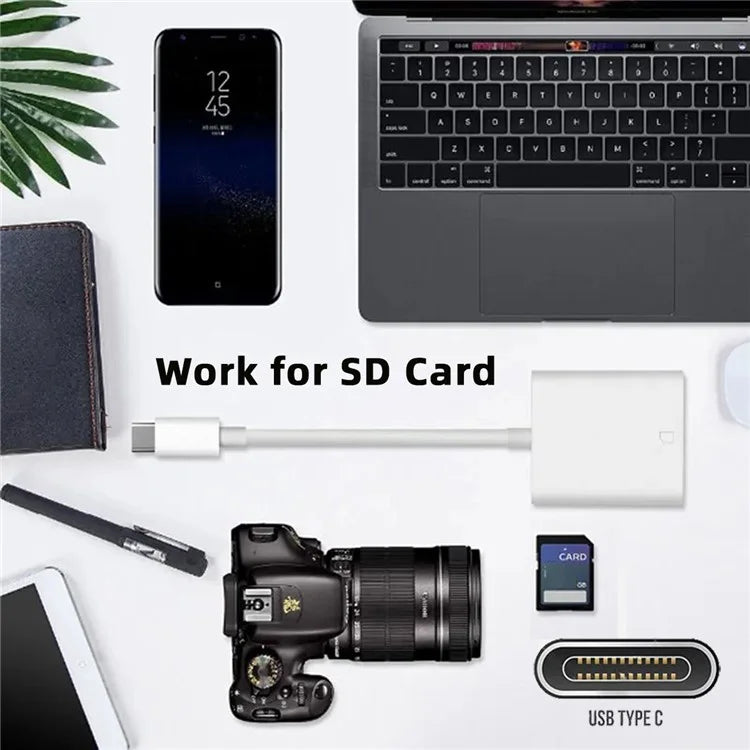 UC-155-SD001 USB 2.0 USB-C to Standard SD SDXC SDHC Card Reader Adapter for MacBook Laptop Tablet Phone