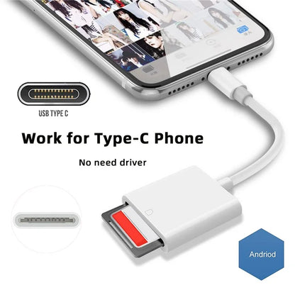 UC-155-SD001 USB 2.0 USB-C to Standard SD SDXC SDHC Card Reader Adapter for MacBook Laptop Tablet Phone