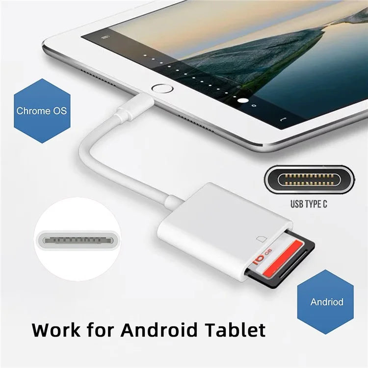 UC-155-SD001 USB 2.0 USB-C to Standard SD SDXC SDHC Card Reader Adapter for MacBook Laptop Tablet Phone
