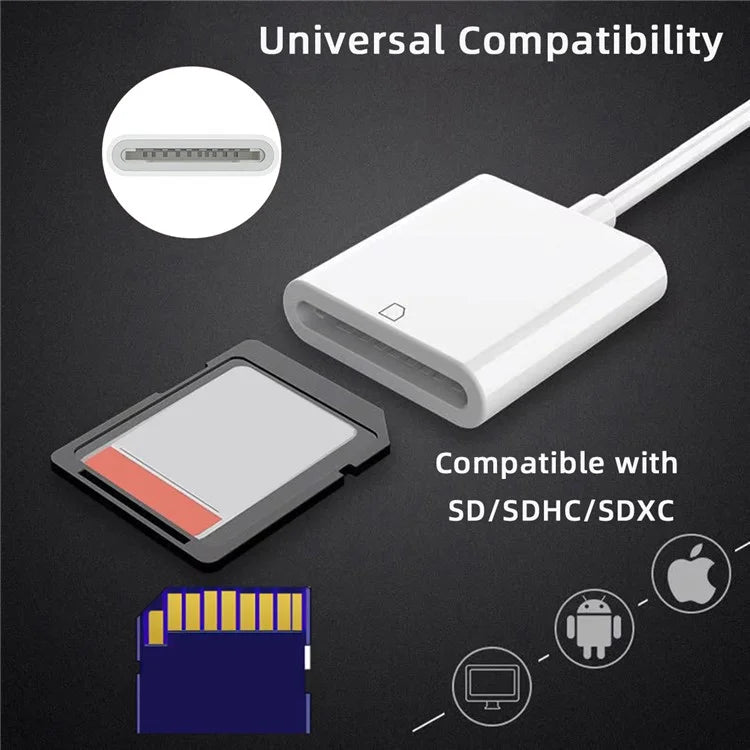 UC-155-SD001 USB 2.0 USB-C to Standard SD SDXC SDHC Card Reader Adapter for MacBook Laptop Tablet Phone