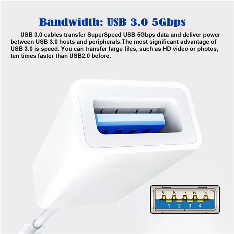 UC-155-TC001 Type-C to Type-A USB3.0 Female Adapter Compatible with Macbook Laptop Tablet Phone