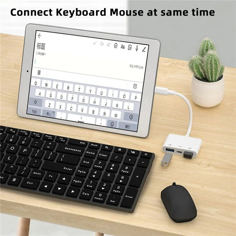UC-155-TC003 Type C to Dual Type-A USB3.0 Female with PD Power Charge Adapter Compatible with Laptop Tablet Phone