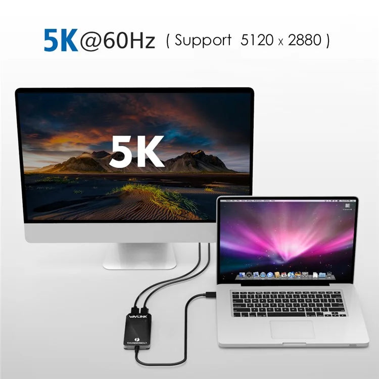 WAVLINK WL-UTA01D Thunderbolt 3 to Dual DisplayPort Adapter Type-C Thunderbolt 3 Splitter Converter