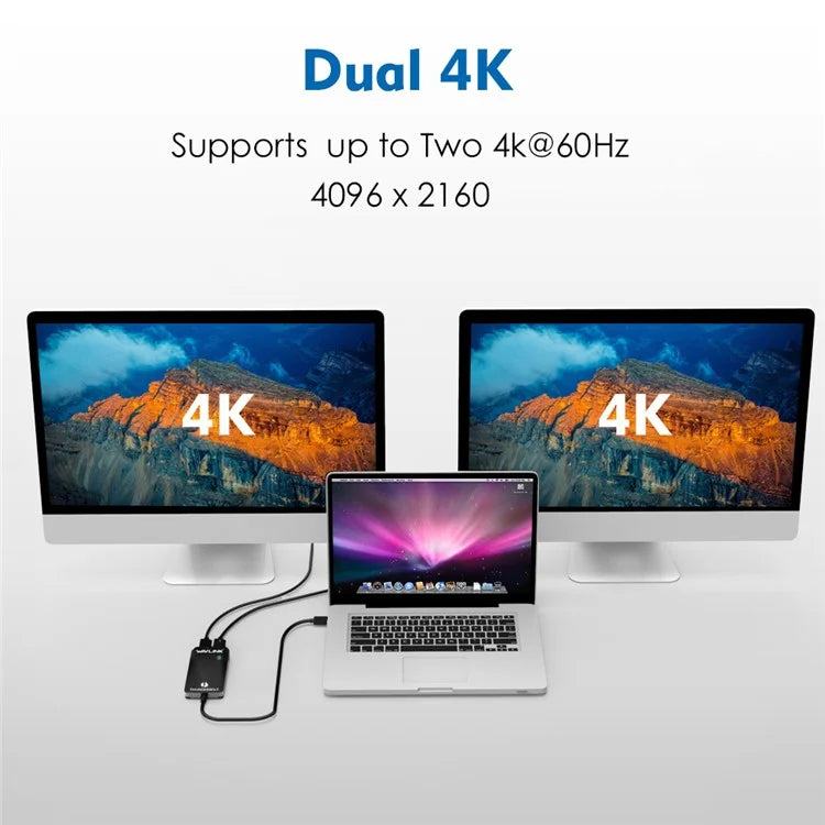 WAVLINK WL-UTA01D Thunderbolt 3 to Dual DisplayPort Adapter Type-C Thunderbolt 3 Splitter Converter