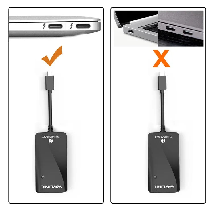 WAVLINK WL-UTA01D Thunderbolt 3 to Dual DisplayPort Adapter Type-C Thunderbolt 3 Splitter Converter