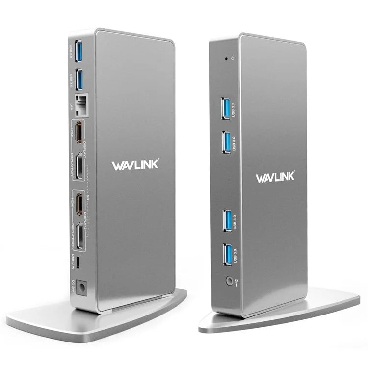 WAVLINK WL-UG69DK7 Type-C Universal Docking Station Desktop Laptops Aluminum Alloy Hub Adapter Support 4K / 5K