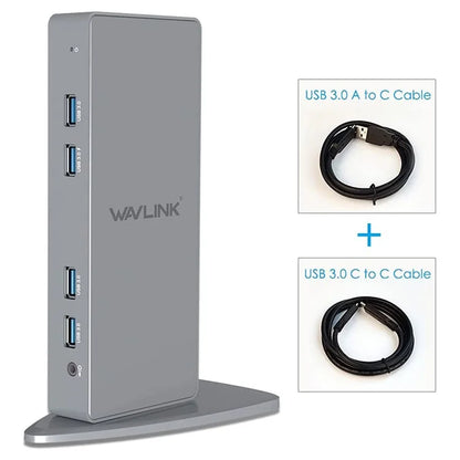 WAVLINK WL-UG69DK7 Type-C Universal Docking Station Desktop Laptops Aluminum Alloy Hub Adapter Support 4K / 5K
