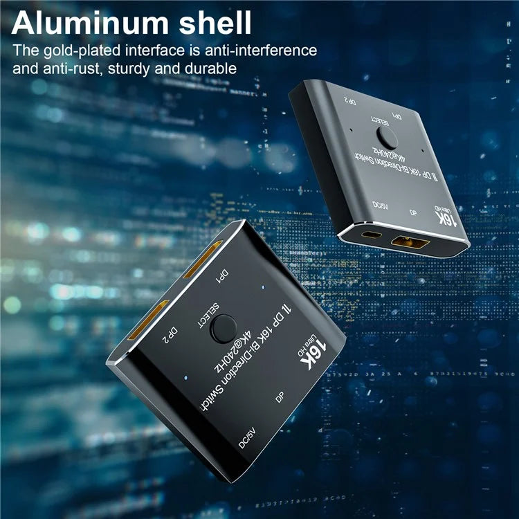 DP-030-16K DP DisplayPort 2.0 Bi-Direction 2x1 Switch Hub Support HDCP SST Extended 16K / 60hz 4K / 240hz Converter