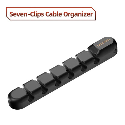 TOOCKI 7-Slot Computer Cable Clip Silicone Cord Holder Organizer